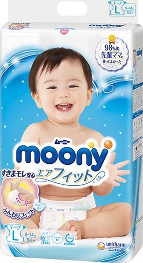 Moony Pieluszki L, 9-14 kg, 54 szt.
