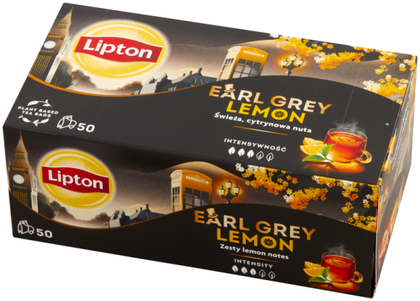 Lipton Earl Grey Lemon Herbata czarna 100g 50 torebek