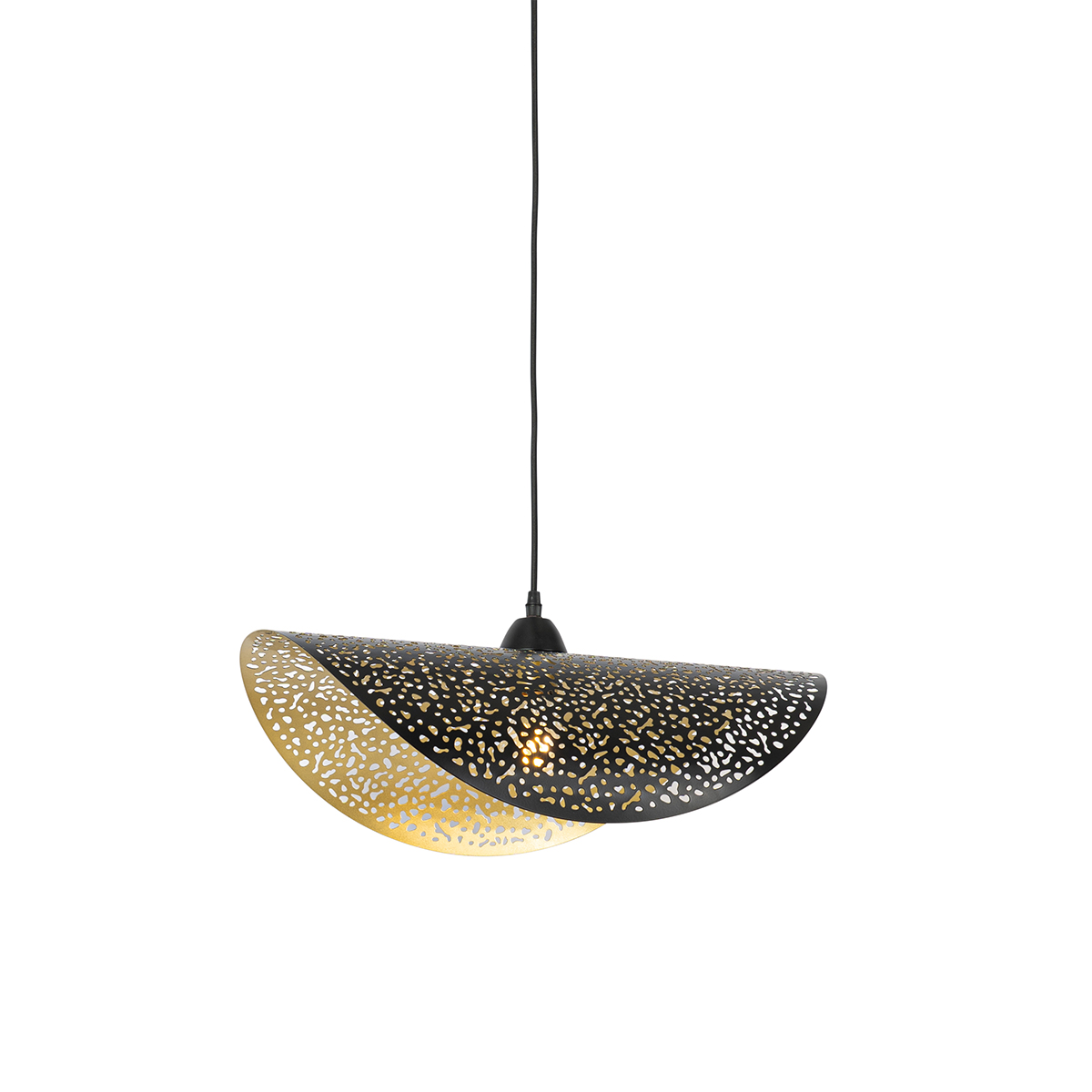 QAZQA Orientalna lampa wisząca czarna ze złotem 50 cm - Japke