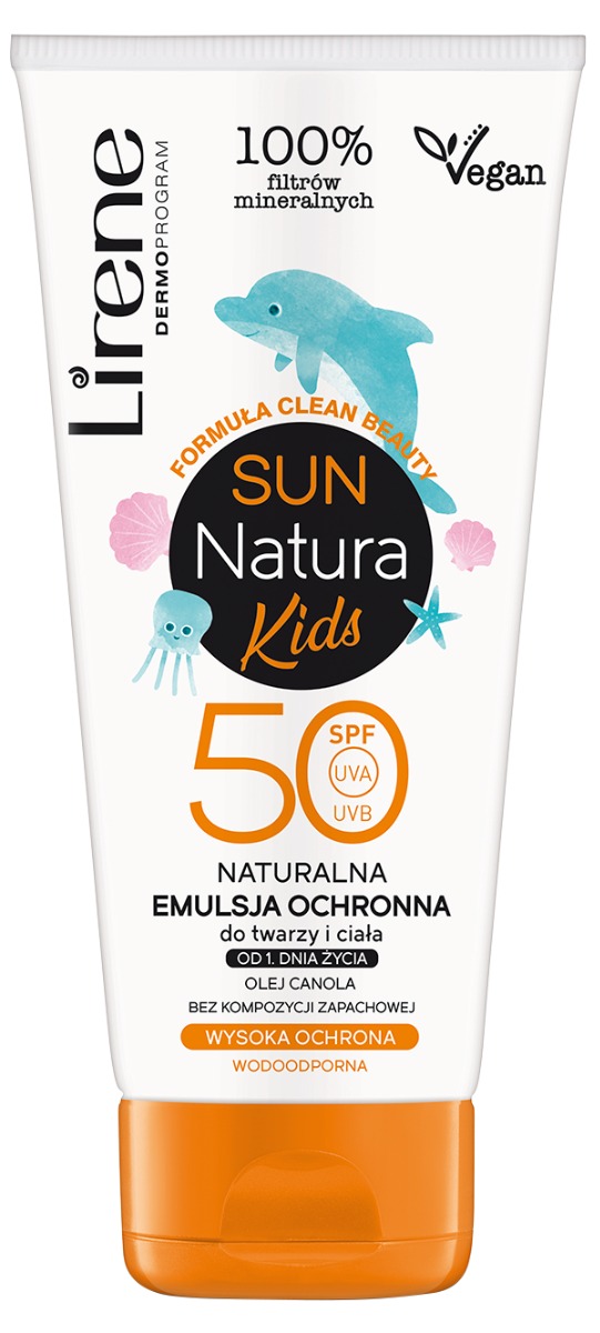 Lirene Sun Kids Naturalna Emulsja ochronna do twarzy i ciała od 1 d.ż. SPF50 100 ml