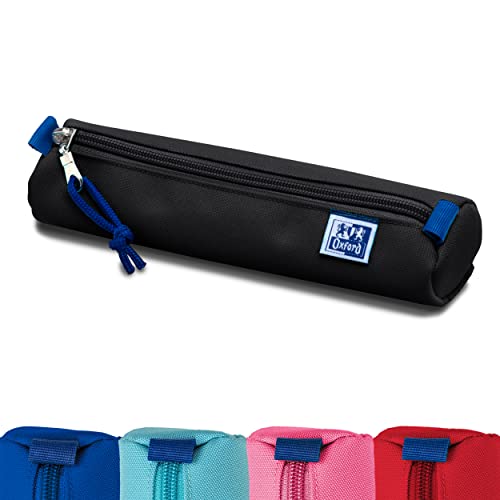 Oxford Piórnik dla dziewcząt i chłopców, Ø 4 cm, okrągły, etui na długopisy, trwały, czarny