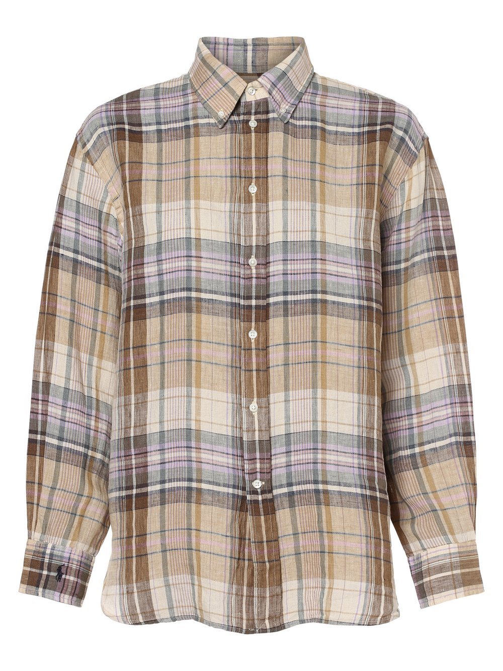 Polo Ralph Lauren - Damska bluzka lniana, beżowy|brązowy