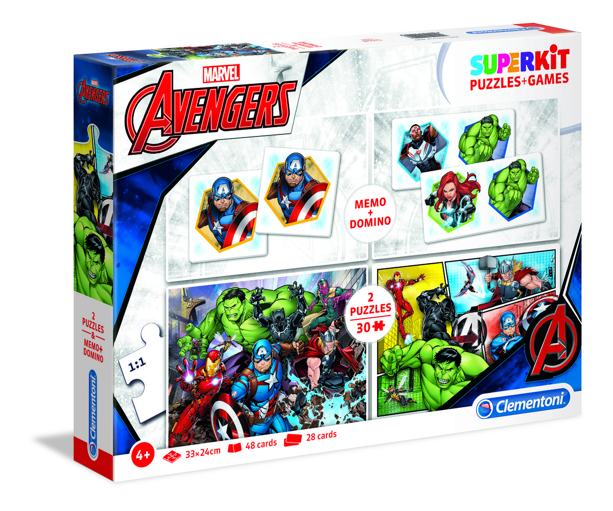 Clementoni Superkit puzzle 2x30 + memo + domino Avengers