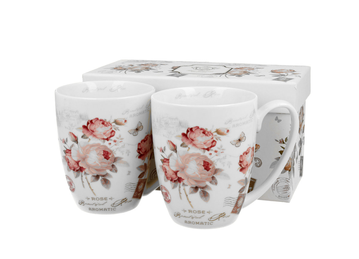 Kubki  do kawy i herbaty porcelanowe DUO SECESJA 360 ml 2 szt