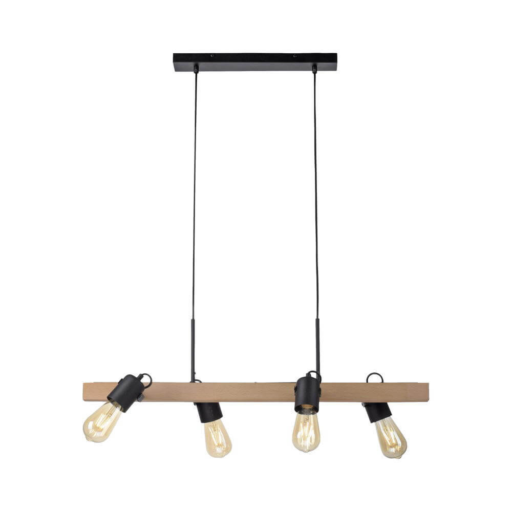 Zuma Line Canop 15630-18 lampa wisząca zwis 4x60W E27 drewniana/czarna