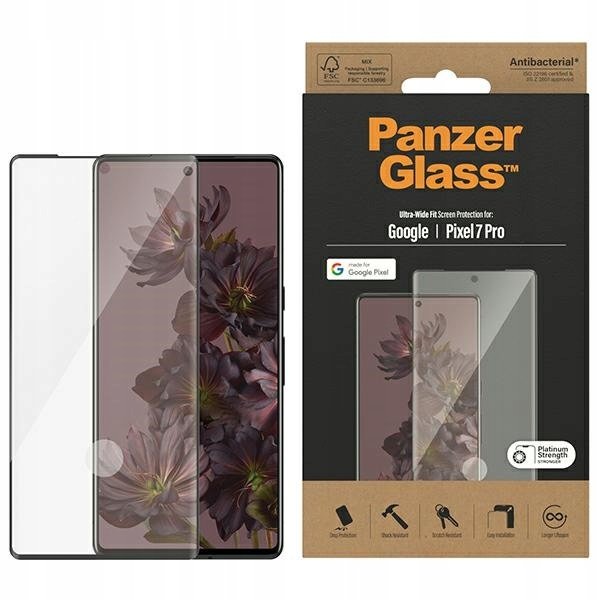 SZKŁO HARTOWANE PANZERGLASS ULTRA-WIDE FIT GOOGLE PIXEL 7 PRO ANTIBACTERIAL