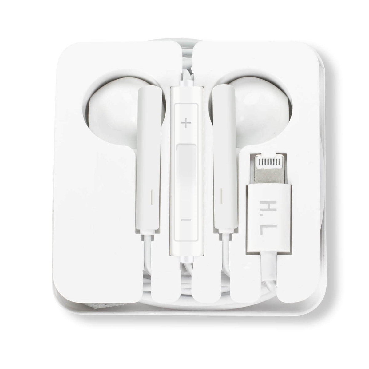 Błyskawiczne Przewodowe Słuchawki Douszne Do Telefonu Iphone Z Mikrofonem/Przyciskiem Pilota — Białe