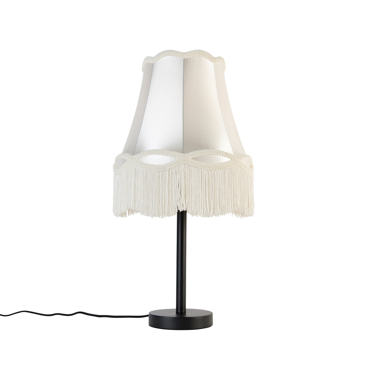 QAZQA Klasyczna lampa stołowa czarna z kremowym abażurem 30 cm - Simplo