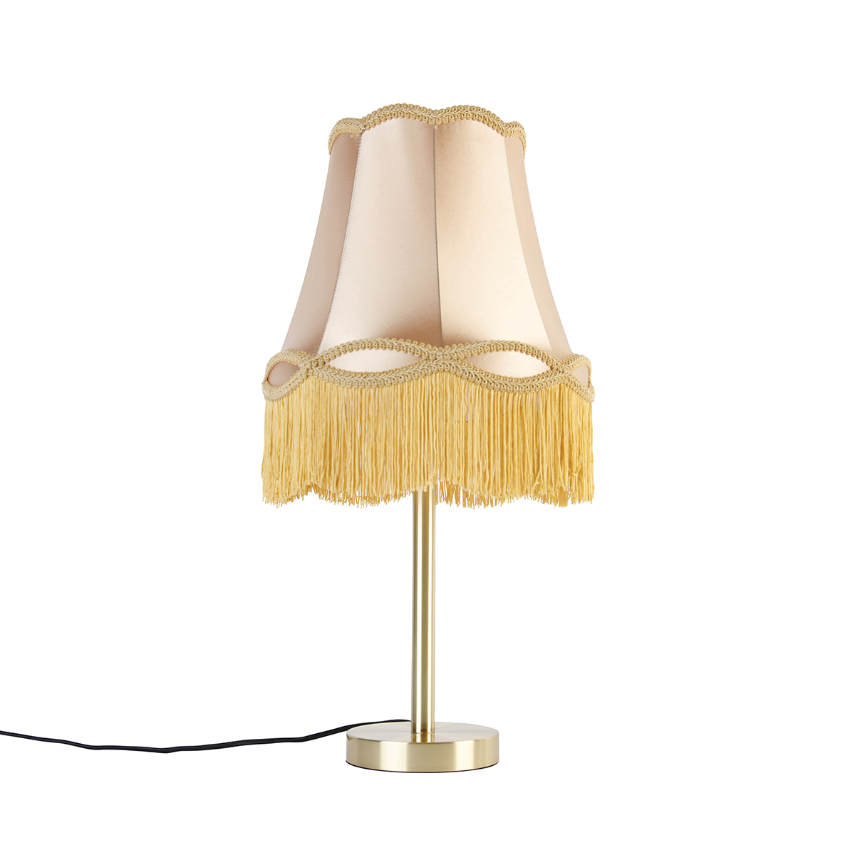 QAZQA Klasyczna lampa stołowa mosiężna z abażurem granny gold 30 cm - Simplo