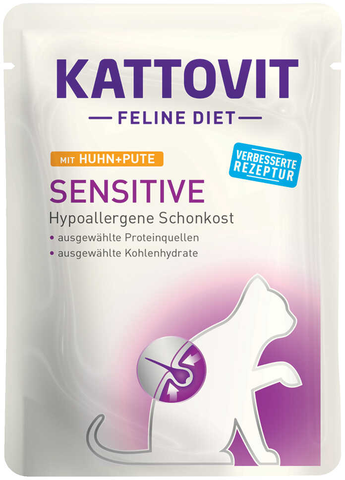 Kattovit Sensitive, kurczak i kaczka - Kurczak i indyk, 12 x 85 g