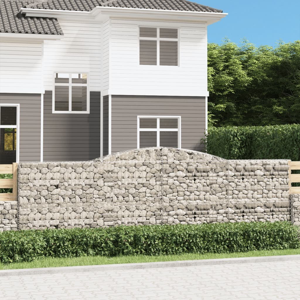 Kosze gabionowe, 6 szt, 400x30x120/140 cm, galwanizowane żelazo