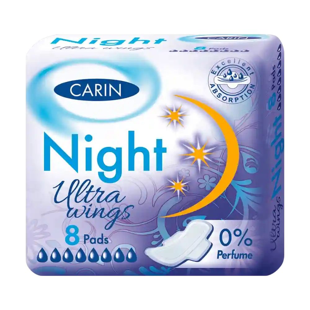 CARIN Ultra Wings Night podpaski higieniczne 8szt