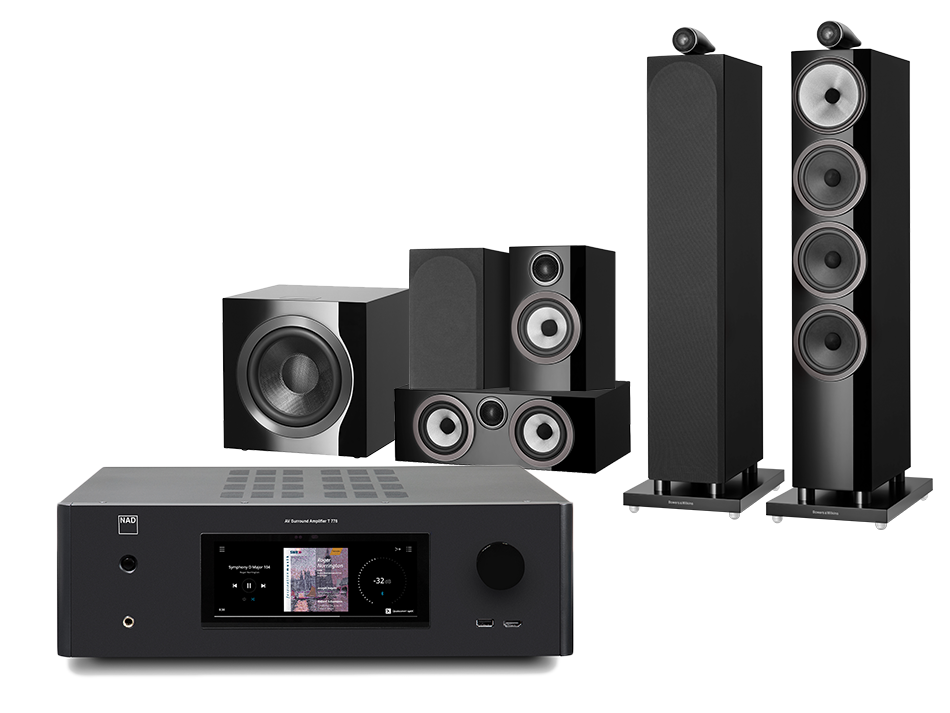 NAD T 778 (czarny) + 702 S3 + 707 S3 + HTM72 S3 + DB4S (czarny)