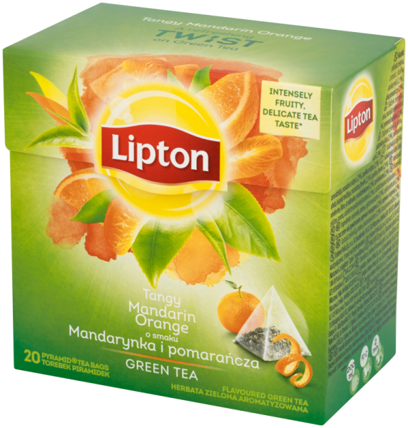 Green Lipton Tea herbata zielona Mandarynka i Pomarańcza 20 piramidek 36g