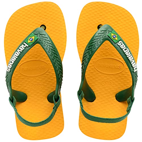 Havaianas Unisex Baby Brasil Logo Ii YellowAmazon klapki japonki, POP żółty/Amazon, 8/9 UK dziecko, Pop Yellow Amazon