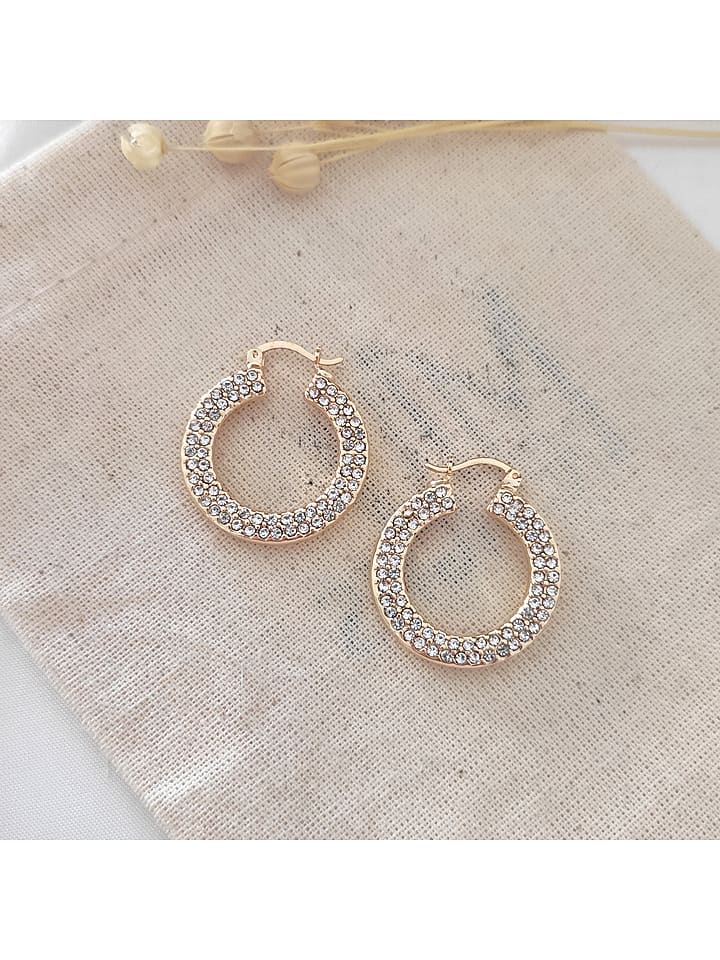 atelier MIU Pozłacane kolczyki-kreole z cyrkoniami