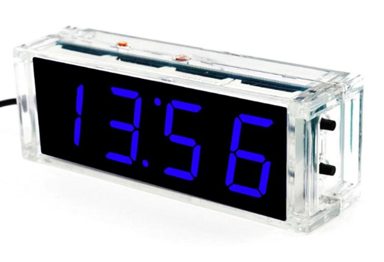 Zegar Biurkowy Led Z Termometrem 5V Diy Niebieski