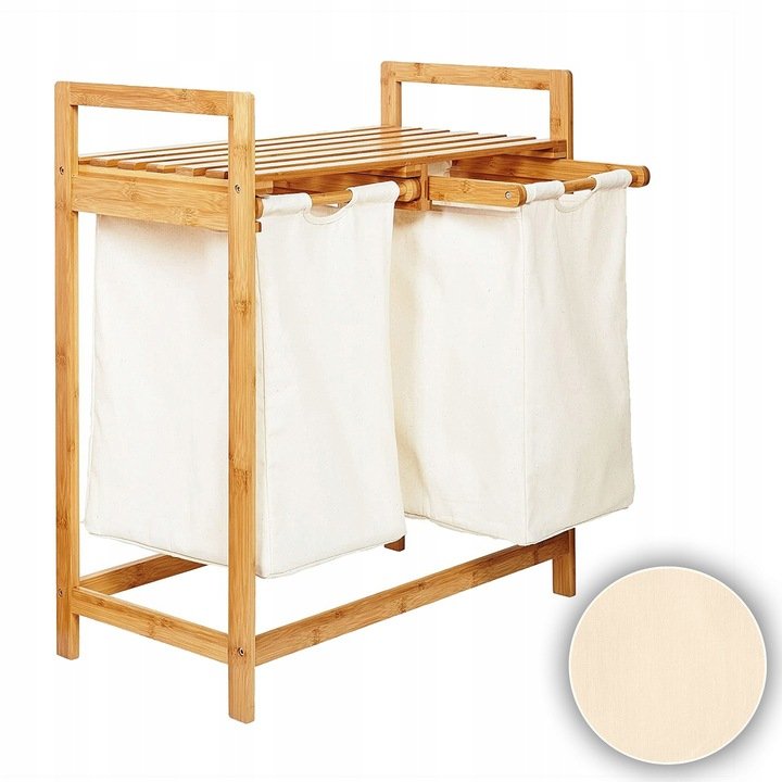 Bambusowy Kosz Na Pranie 74X63.5X33cm Beżowy