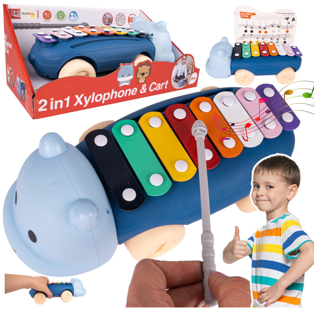 Cymbałki Instrument Zabawka Autko Do Ciągnięcia U775