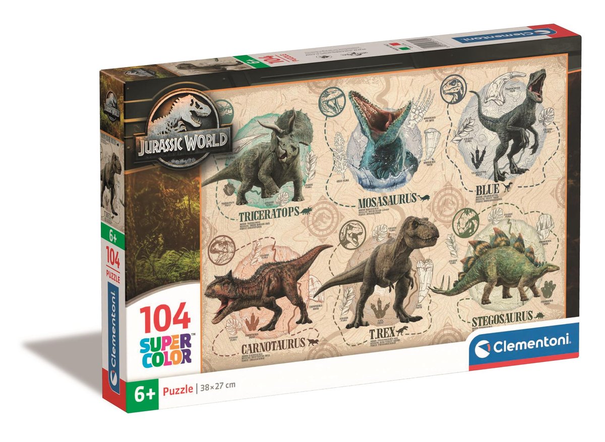 Puzzle 104 Super Kolor Jurassic World Clementoni