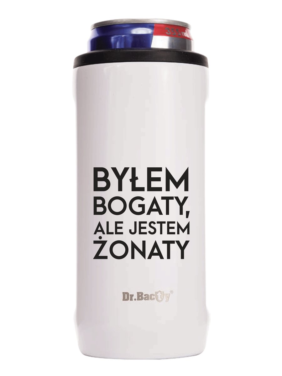Kubek termiczny na kawę Dr.Bacty Notus 360 ml -  biały - Byłem bogaty, ale