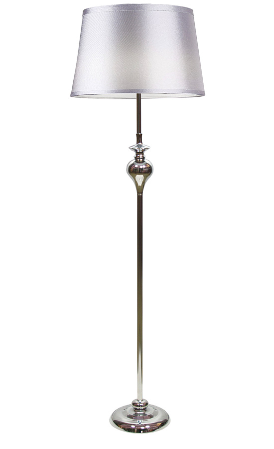 Lampa srebrna podłogowa z abażurem t031 F8-F88