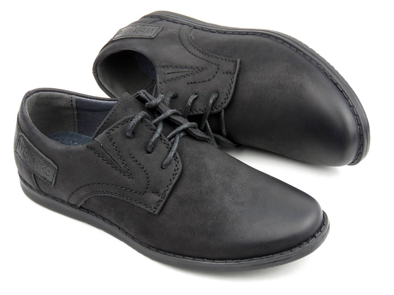 Eleganckie półbuty wizytowe, buty komunijne - WOJTYŁKO 1377, czarne - Wojtyłko