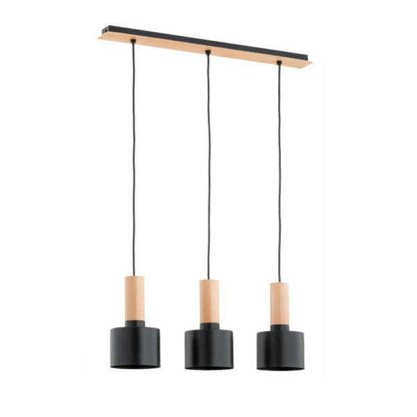 Lampa wisząca KASTEL RETRO 3 x E27 wy. 90 cm Czarna