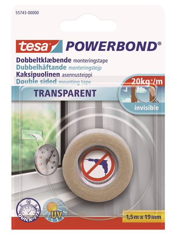 tesa Powerbond Mounting Tape Transparent 1.5m x 19mm