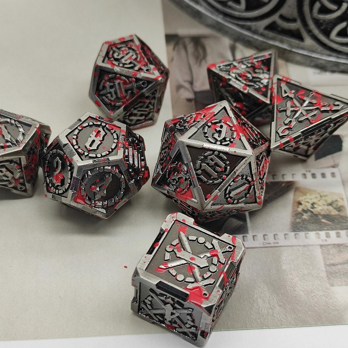 Kostki Rpg Poświęcenie Paladyna Zestaw 7 Metalowych Kości