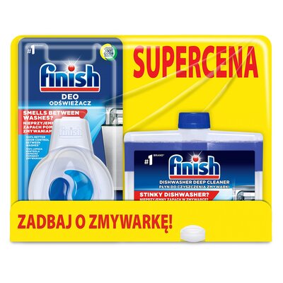 FINISH Zestaw do czyszczenia zmywarki płyn 250 ml + OdorStop 5 ml Bezpiecznych wakacji