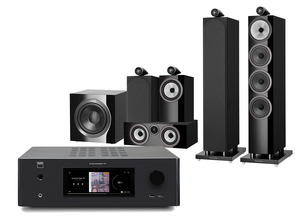 NAD T 778 (czarny) + 703 S3 + 705 S3 + HTM72 S3 + DB4S (czarny)