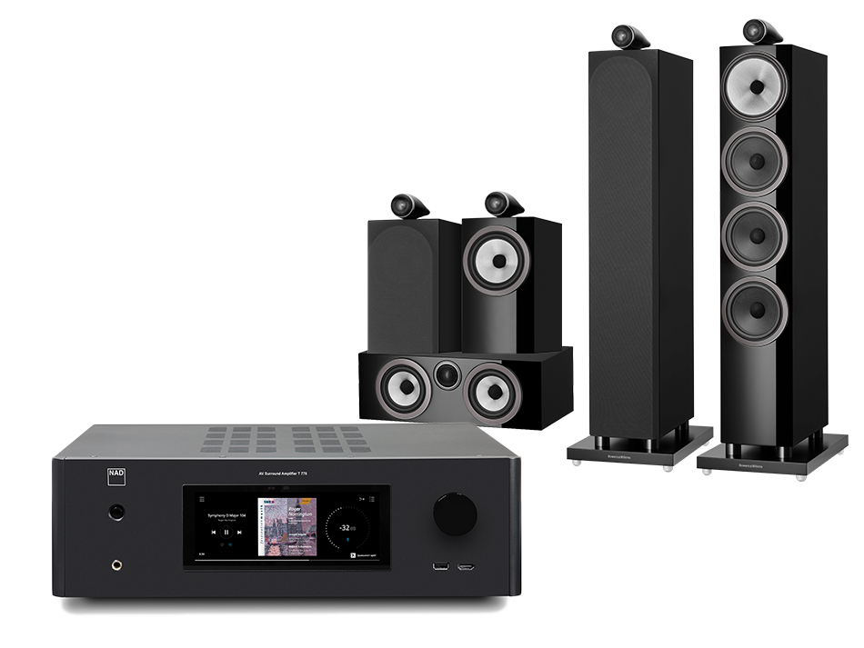 NAD T 778 (czarny) + 702 S3 + 705 S3 + HTM72 S3 (czarny)