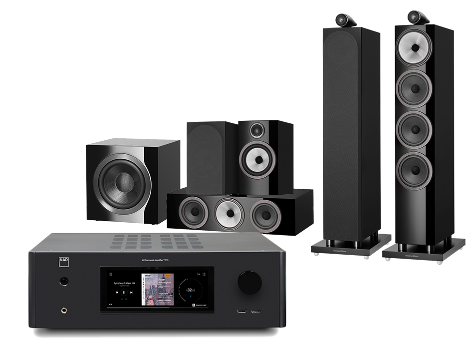 NAD T 778 (czarny) + 702 S3 + 706 S3 + HTM71 S3 + DB4S (czarny)