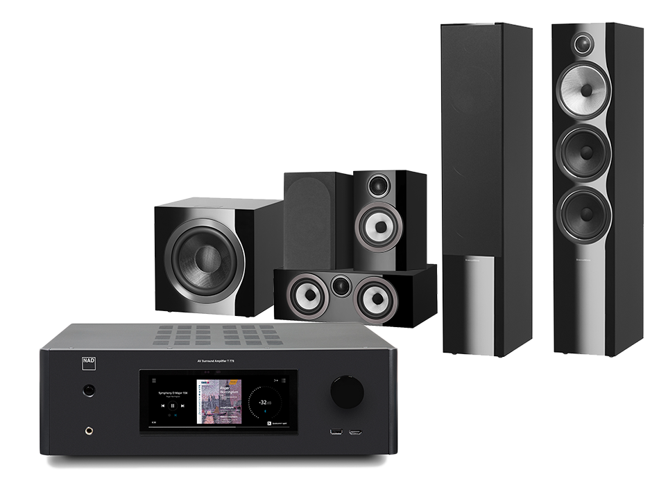 NAD T 778 (czarny) + 703 S3 + 707 S3 + HTM72 S3 + DB4S (czarny)