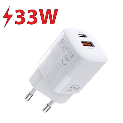Choetech Choetech szybka ładowarka sieciowa USB USB Typ C PD QC 33W biała (PD5006) PD5006