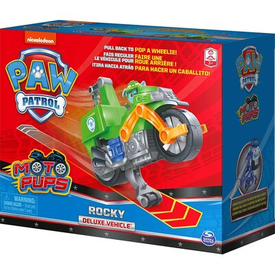 Spin Master, Psi Patrol Moto Pups, figurka i motocykl Rocky Deluxe Vehicle