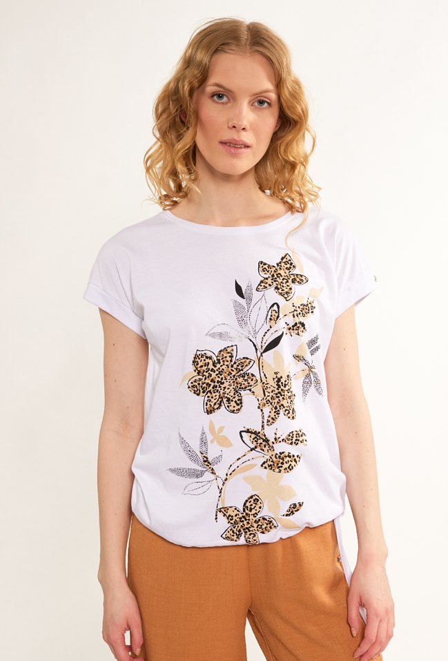 T-shirt z wzorem w kwiaty - Monnari