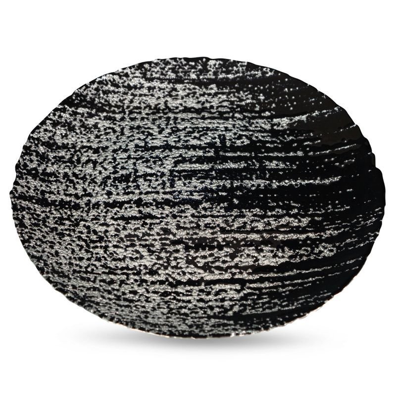 Patera Szklana Adela 28X28X2 Czarna + Srebrna