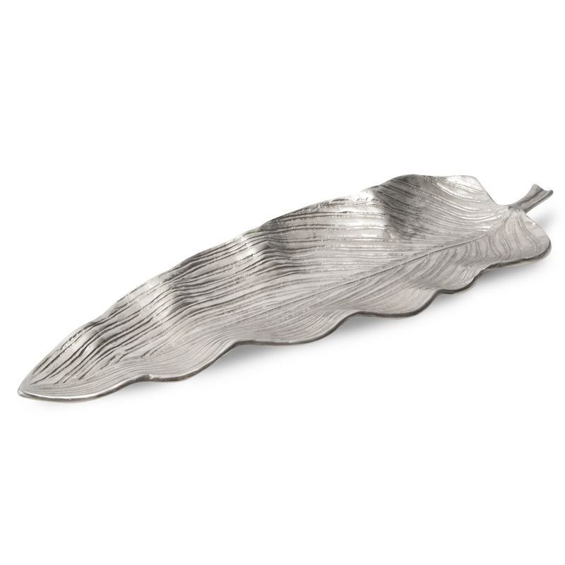 Patera Dekoracyjna Z Metalu Liść Sara 55X19X4 Srebrna