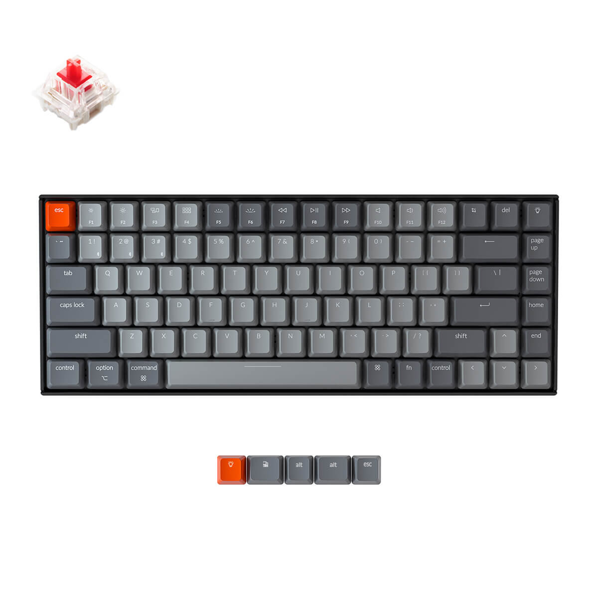 Keychron K2 V2 Led Gateron Red K2-A1 jasnoszara