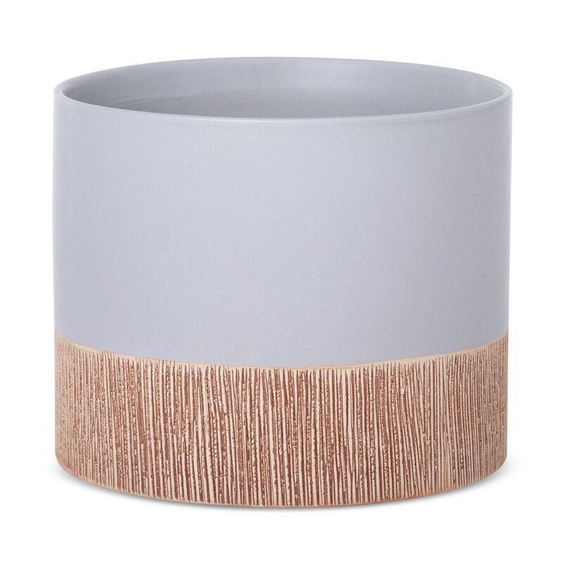 Doniczka ceramiczna MILI 18X18X15 popielata + brązowa