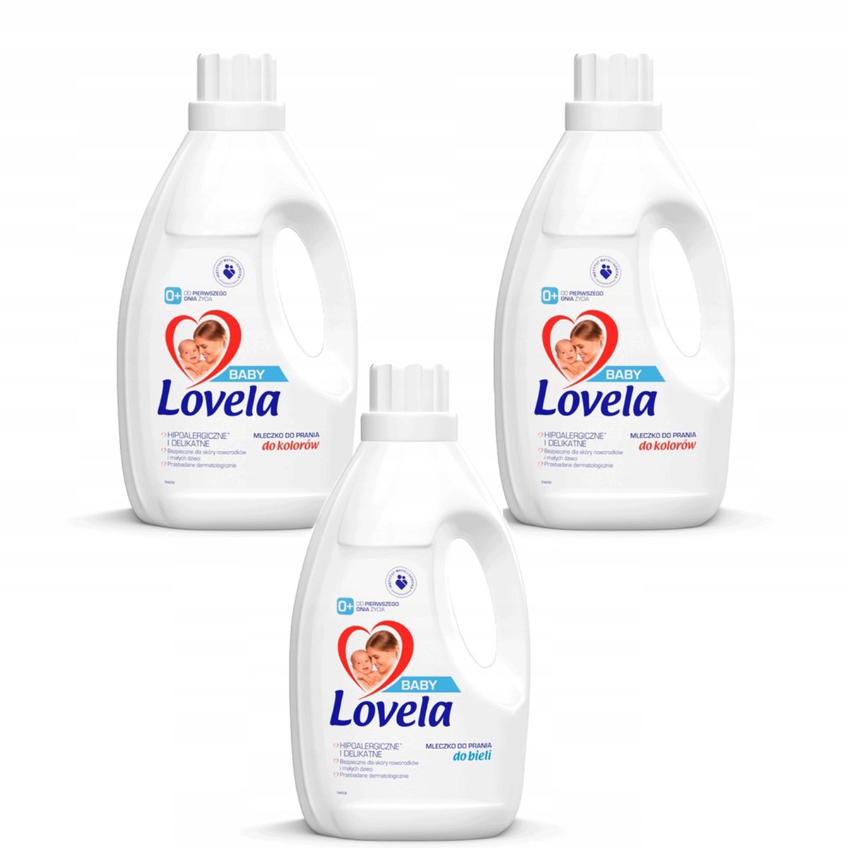 Zestaw Lovela Baby Mleczko Płyn do prania Biel + Kolor niemowląt i dzieci 3x 1,45 l