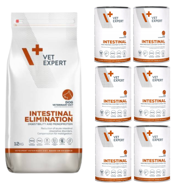 4T Veterinary Diet Dog Intestinal Elimination 12kg + Intestinal 6x400g