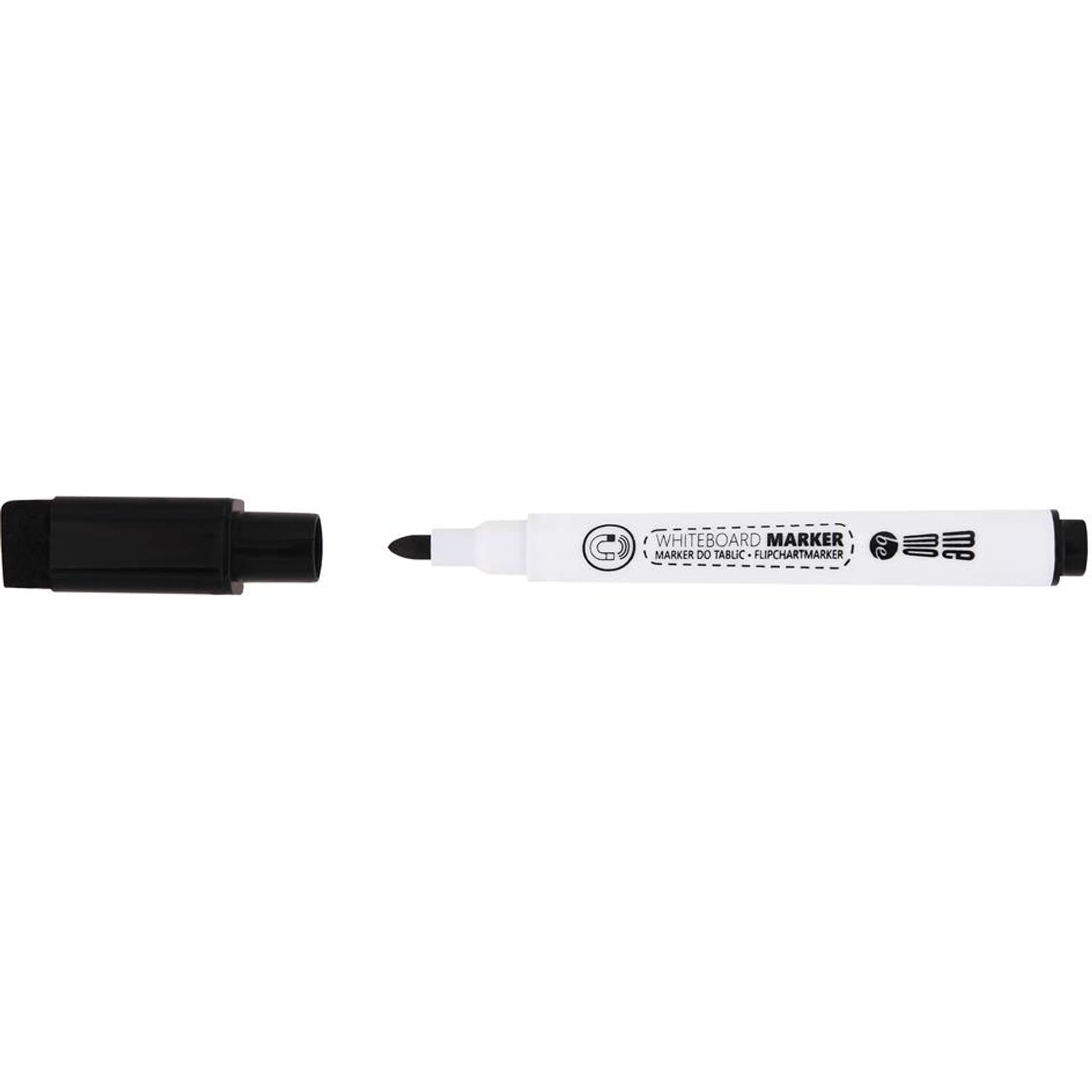 Marker do tablicy suchościeralnej czarny + gąbka + magnes MM005-02 MEMOBE