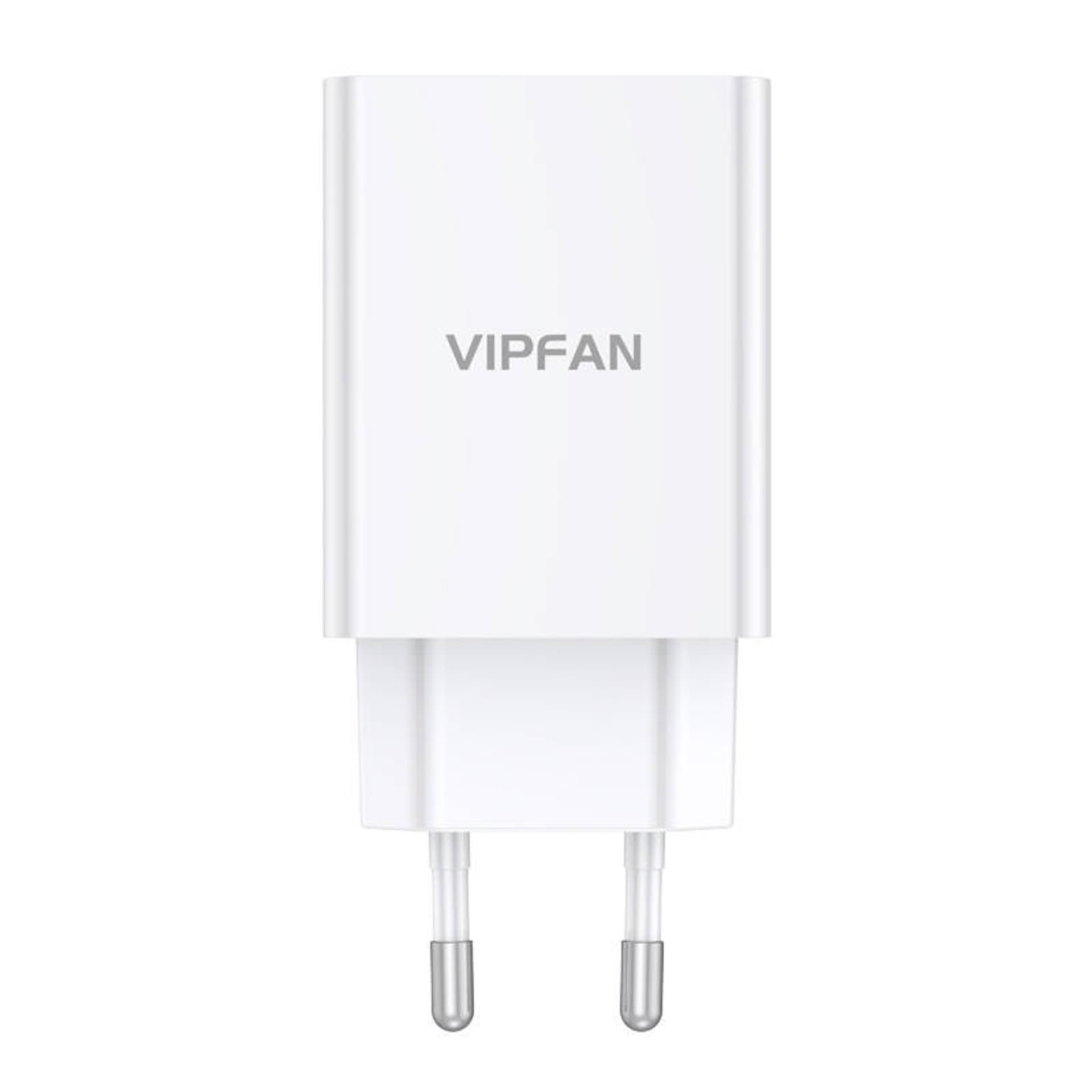 Ładowarka sieciowa Vipfan E03, 1x USB, 18W, QC 3.0 + kabel USB-C (biała)