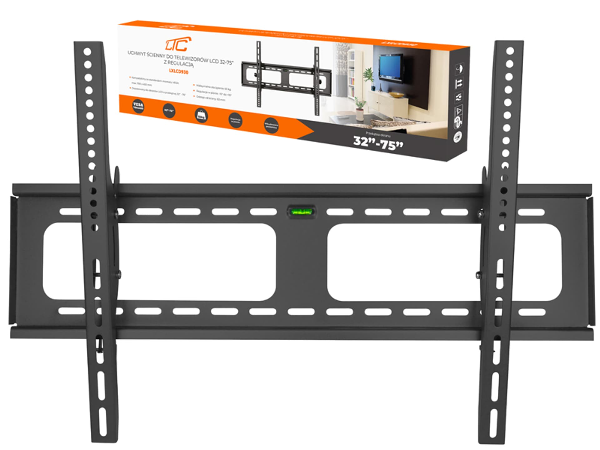 1 szt. Uchwyt ścienny do LCD 32-75 55kg z regulacją, vesa 700 x 450.