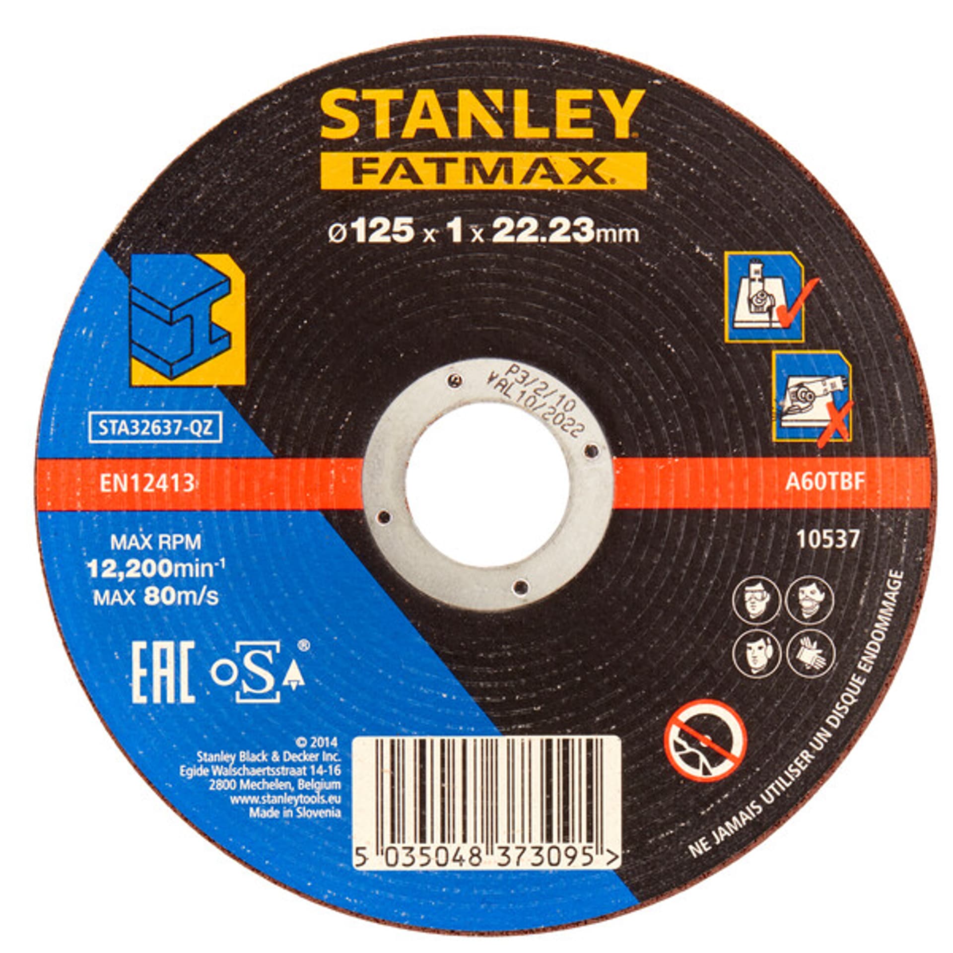 Zdjęcia - Łańcuch / brzeszczot / prowadnica Stanley Tarcza do cięcia metalu  Fatmax STA32637-QZ 125x22,23x1 mm 