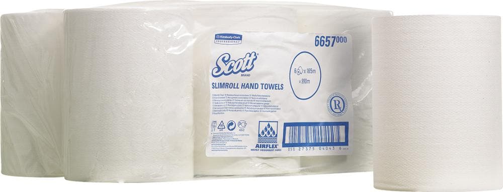 Kimberly-Clark Scott Slimroll ręczniki papierowe w roli, białe 6 rolek 165m