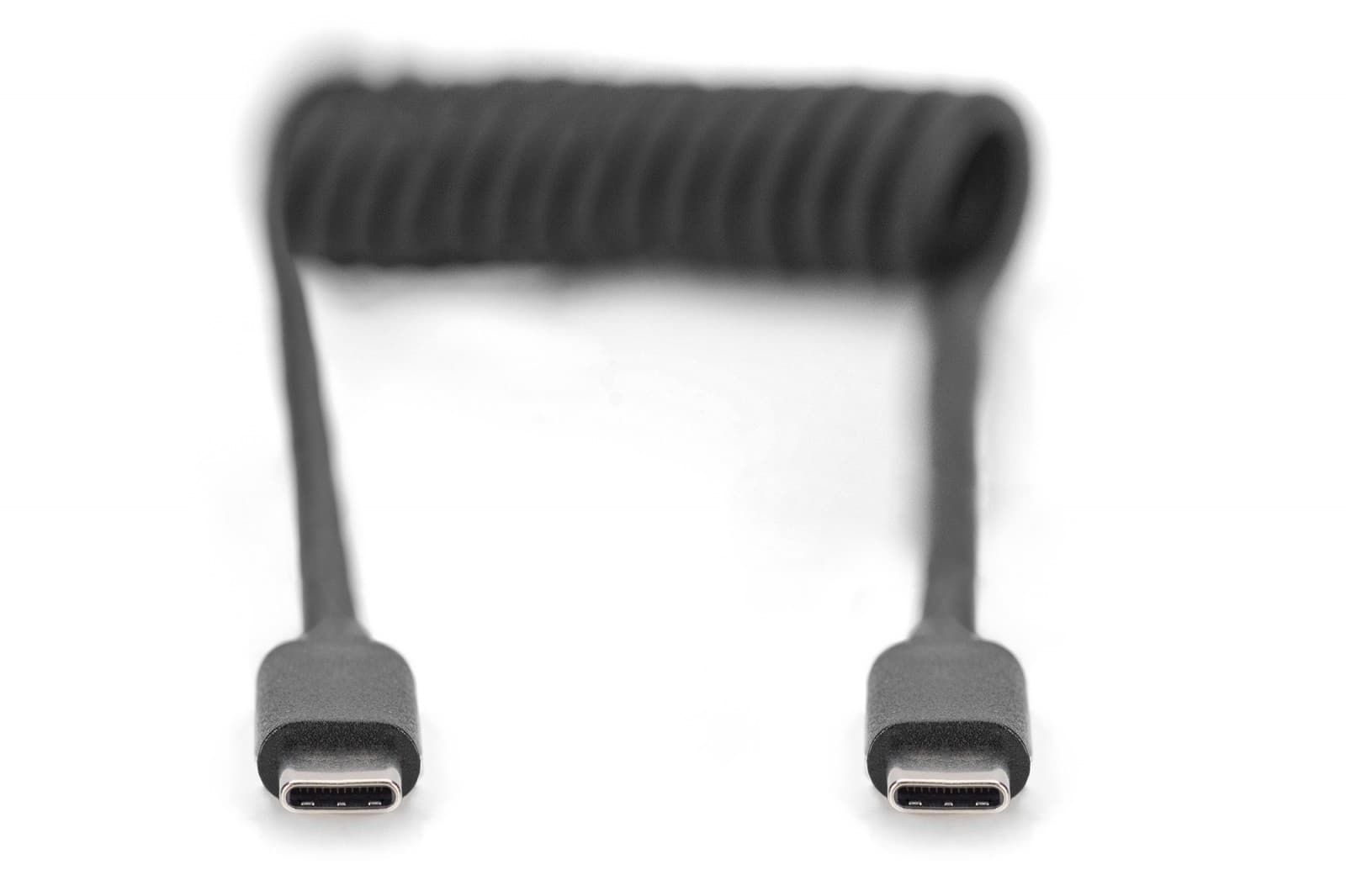 Digitus Kabel spiralny USB C/USB C, USB 2.0, PD 60W, max. 1m Czarny